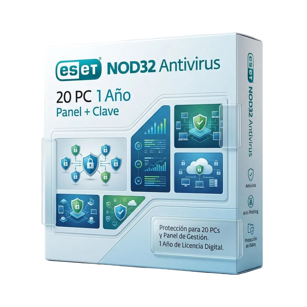 ESET NOD32 Antivirus 20 PC 1 Año Panel + Clave