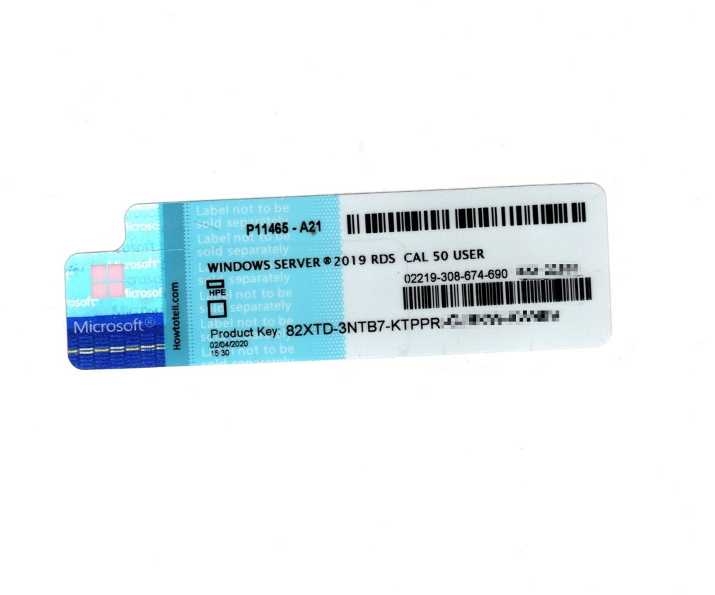 Windows Server 2019 Standard Retail Físico + 50 RDS Cal para Windows Server 2019 Fisico