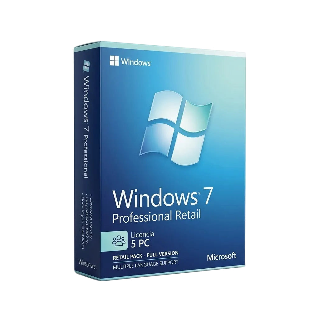 Windows 7 Pro Retail Licencia 5 Pc