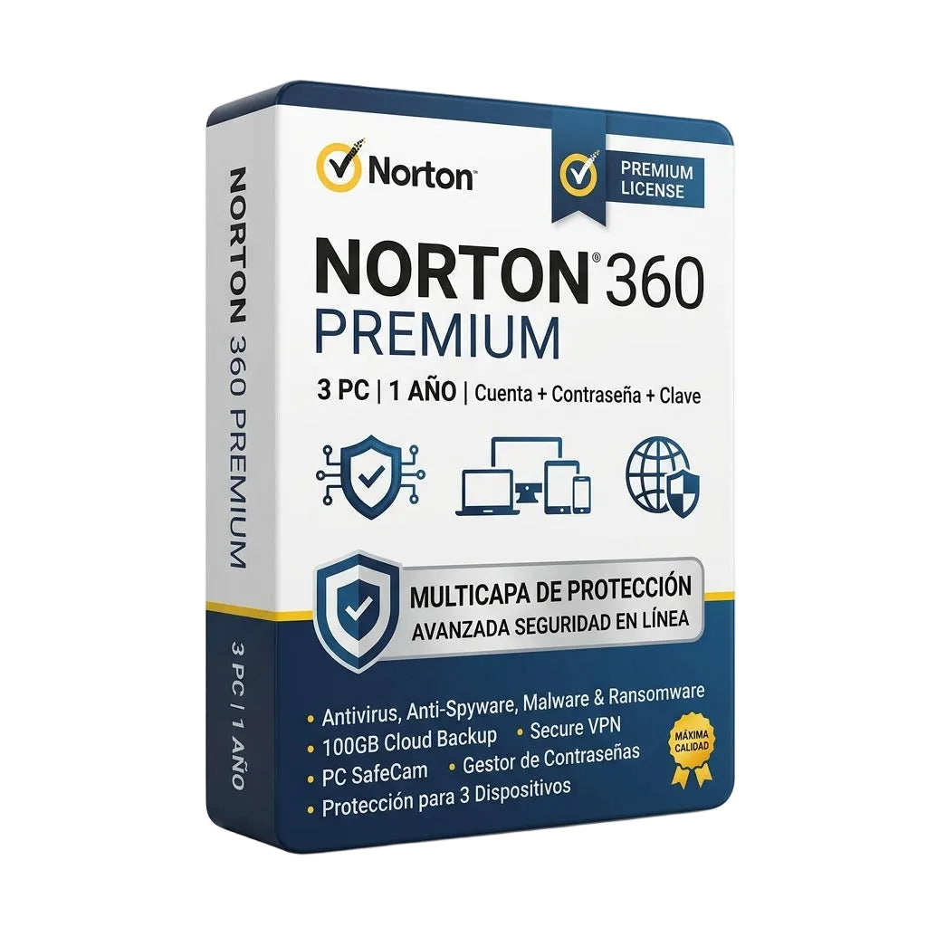 Norton 360 Premium 3 PC 1 Año Cuenta + Contraseña + Clave
