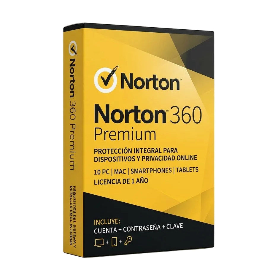 Norton 360 Premium 10 PC 1 Año Cuenta + Contraseña + Clave