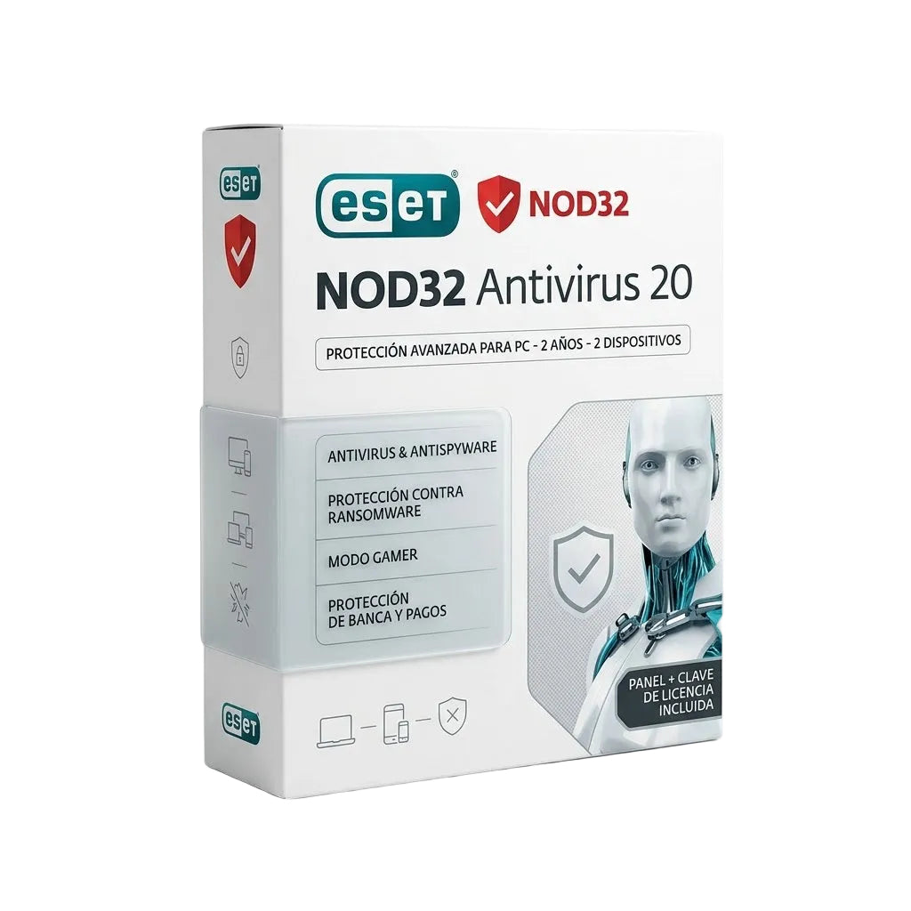 ESET NOD32 Antivirus 20 PC 2 Años Panel + Clave