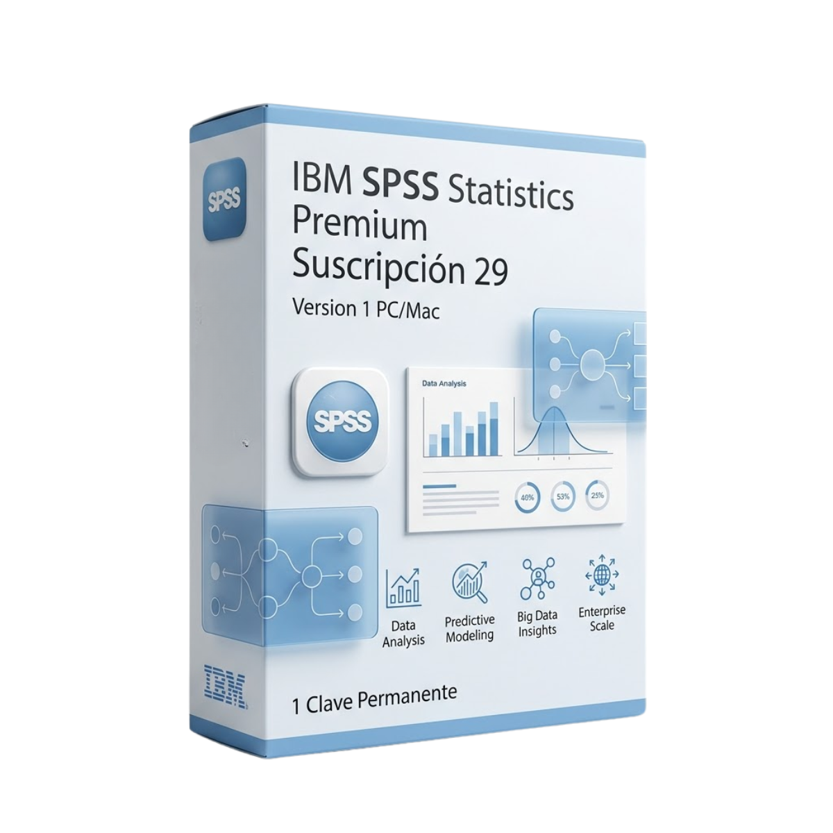 IBM SPSS Statistics Premium Suscripción 29 Version 1 PC/Mac 1 Clave Permanente