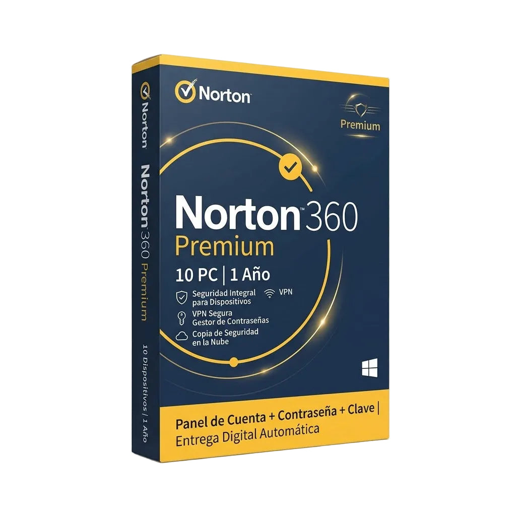 Norton 360 Premium 10 PC 1 Año Panel Cuenta + Contraseña + Clave